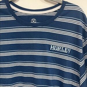 Hurley Blue and White Striped T-Shirt